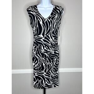Nine Britton Anthropologie Petite XS Ruched Sheath Dress Black White NWT